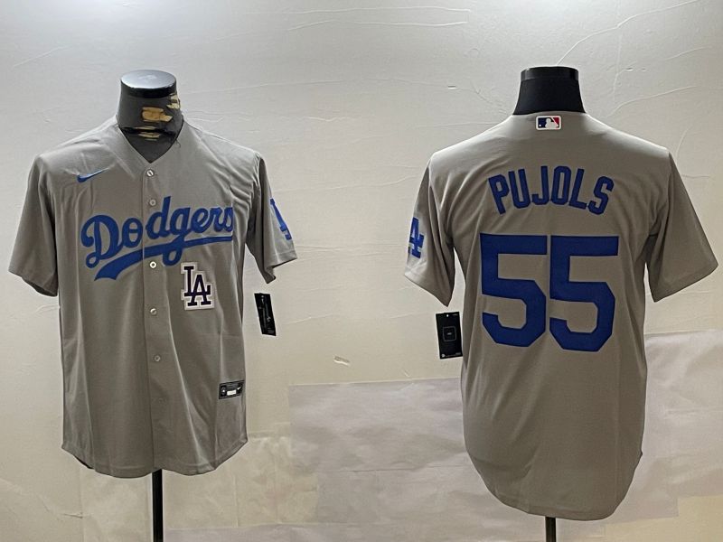 Men Los Angeles Dodgers 55 Pujols Grey Game 2024 Nike MLB Jersey style 6
